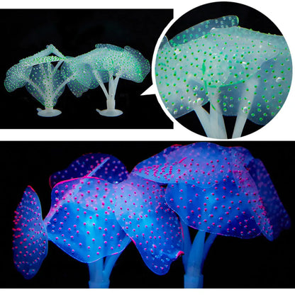 Luminous Silicone Anemone Aquarium Ornament – Glowing Artificial Coral Plant Decor for Fish Tanks