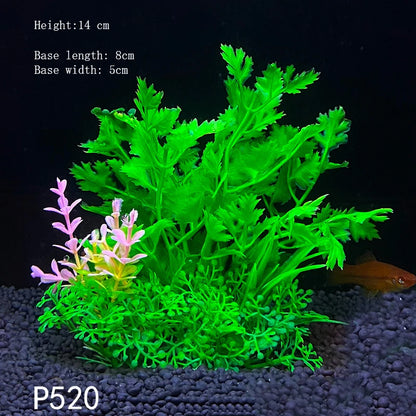 Artificial Underwater Aquarium Plant – Plastic Aquatic Shrub with Resin Base for Fish Tank Decoration