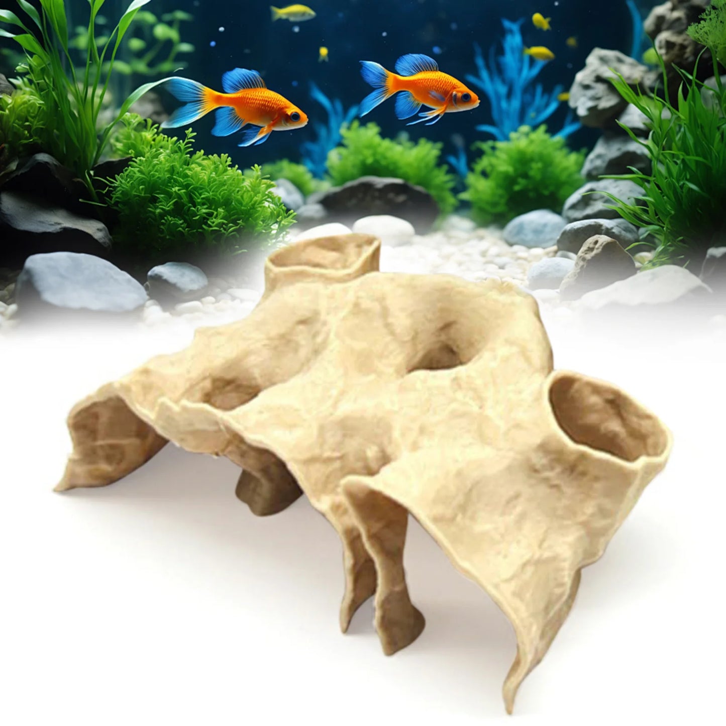 Gravel Tunnel Cave Aquarium Ornament – Smooth Resin Fish Hideout with Natural Curve Design