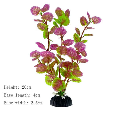 Artificial Underwater Aquarium Plant – Plastic Aquatic Shrub with Resin Base for Fish Tank Decoration