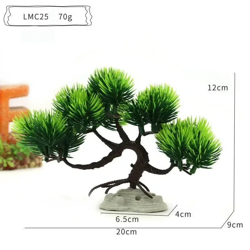 Artificial Aquarium Bonsai Tree – Resin Base with Lush Green Foliage for Aquascaping & Fish Tank Landscaping