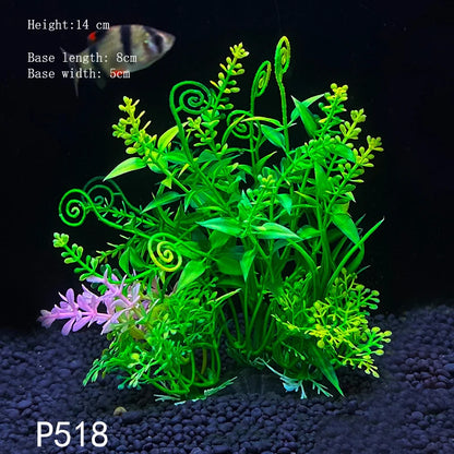Artificial Underwater Aquarium Plant – Plastic Aquatic Shrub with Resin Base for Fish Tank Decoration