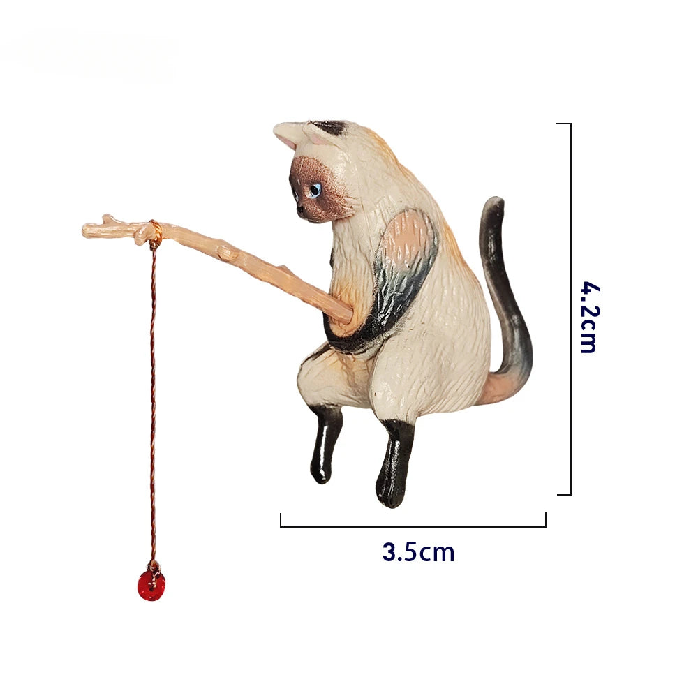Cute Fishing Cat Aquarium Ornament – Mini Decorative Figurine for Aquascaping, Micro-Landscapes & DIY Tank Decor