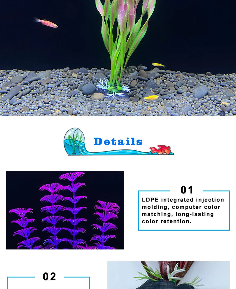 18cm Artificial Aquarium Plant – Soft Plastic Simulation Water Grass for Fish Tank Decoration