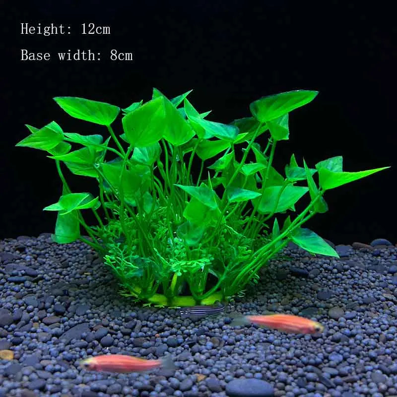 Artificial Underwater Aquarium Plant – Plastic Aquatic Shrub with Resin Base for Fish Tank Decoration