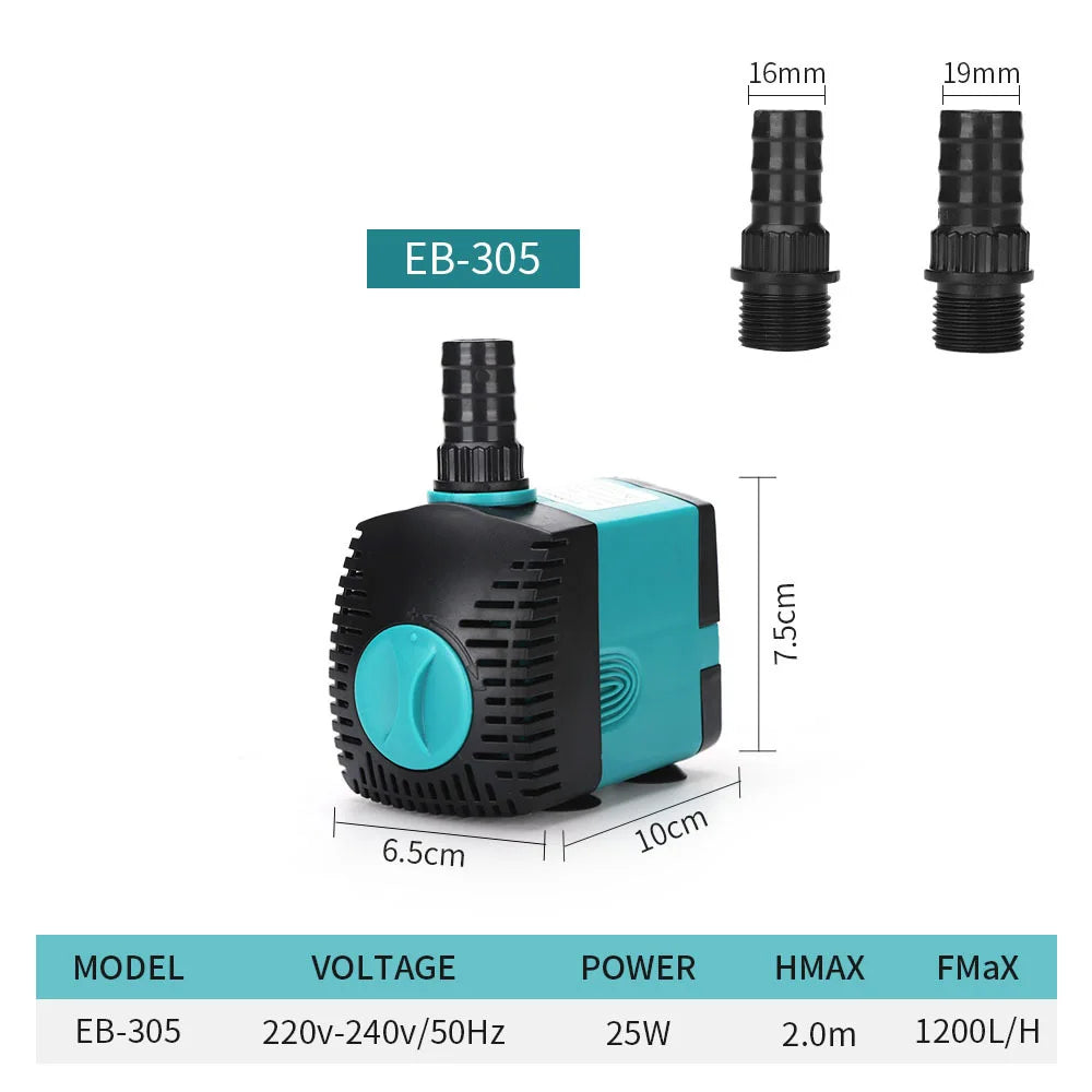 Ultra-Quiet Submersible Water Fountain Pump 3W–60W | EB-301 / EB-302 / EB-303 / EB-304 / EB-305 | 220–240V