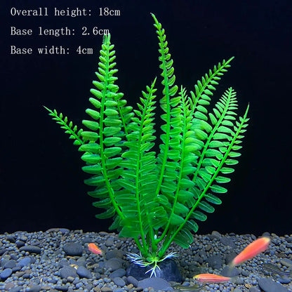 Artificial Underwater Aquarium Plant – Plastic Aquatic Shrub with Resin Base for Fish Tank Decoration