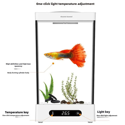 Smart Betta Fish Tank – Mini Desktop Self-Circulating Aquarium with Intelligent Heating, RGB Lighting & App Control (1.6L)