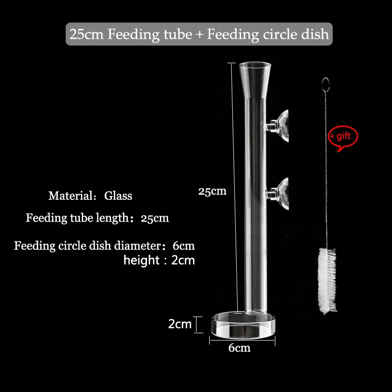 10cm–40cm Glass Shrimp Feeding Tube with Dish
