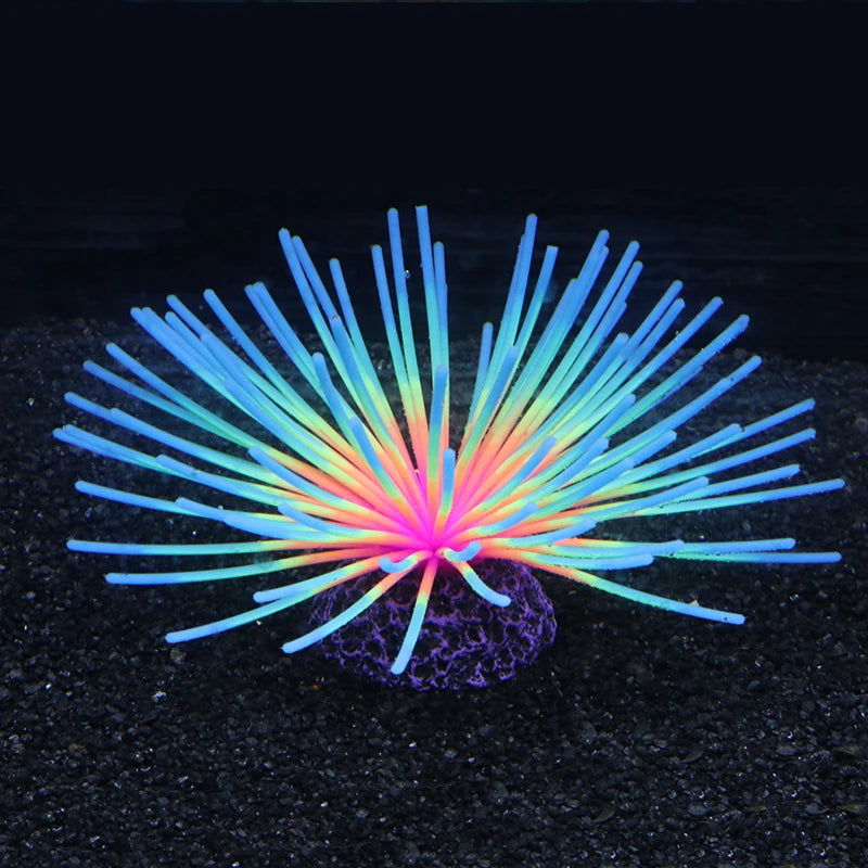 Fluorescent Silicone Sea Urchin Aquarium Ornament – Soft Glow Effect Fish Tank Decor for Vibrant Underwater Landscapes