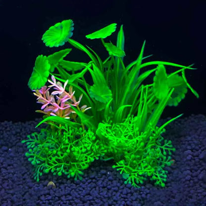 Artificial Underwater Aquarium Plant – Plastic Aquatic Shrub with Resin Base for Fish Tank Decoration