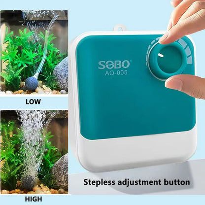 SOBO Silent Aquarium Oxygen Pump – 5W Adjustable Air Volume, High-Power Aerator for Fish Tanks, Deep-Water Oxygenation 220V