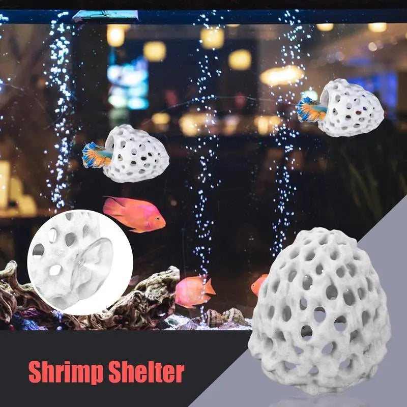 Mini Shrimp House Cave — Porous Betta Hideout, Fish Hiding Spot & Breeding Shelter for Aquariums