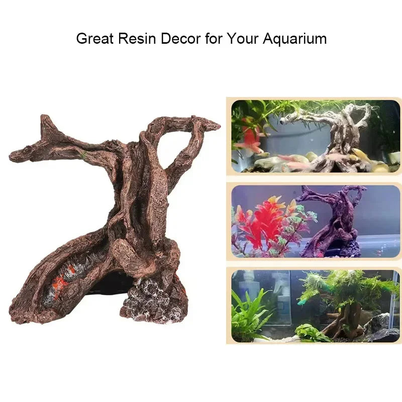 Resin Tree Root Cave Aquarium Ornament – Natural Hiding Shelter for Freshwater and Saltwater Tanks
