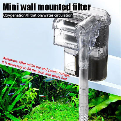 USB Mini Hanging Aquarium Filter – 2.5W Silent External Waterfall Filter, 250L/H Flow, For Fish Tanks Under 30cm