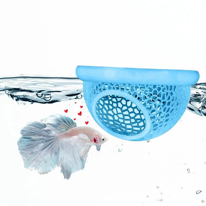Floating Betta Cave & Shrimp Hideout – 3-in-1 Hammock, Feeding Ring & Resting Spot for Small Aquatic Pets