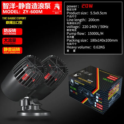 Aquarium Wavemaker Pump 360° Adjustable Wave Maker, Submersible Circulation & Aeration Pump for Fish Tanks 220–240V