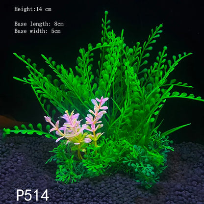 Artificial Underwater Aquarium Plant – Plastic Aquatic Shrub with Resin Base for Fish Tank Decoration