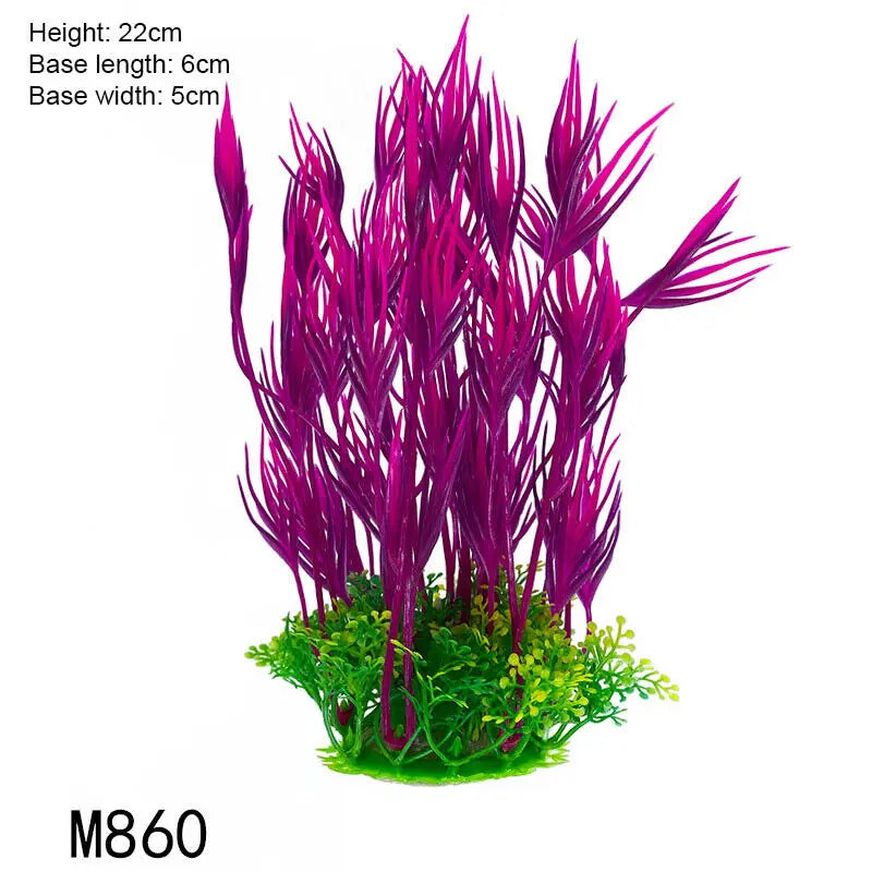 Artificial Underwater Aquarium Plant – Plastic Aquatic Shrub with Resin Base for Fish Tank Decoration