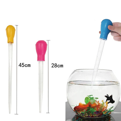 Lengthened Aquarium Pipette Siphon — Silicone & ABS Water Changer, Waste Remover, Liquid Measuring Tool for Fish Tanks