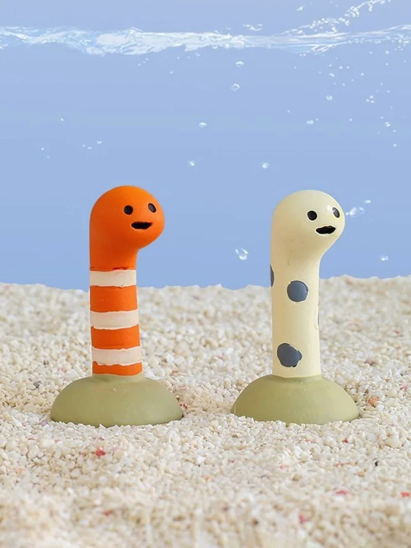 2-Pcs Cute Animal Aquarium Decor Set — Resin Landscaping Ornaments for Fish Tanks & Home Decoration