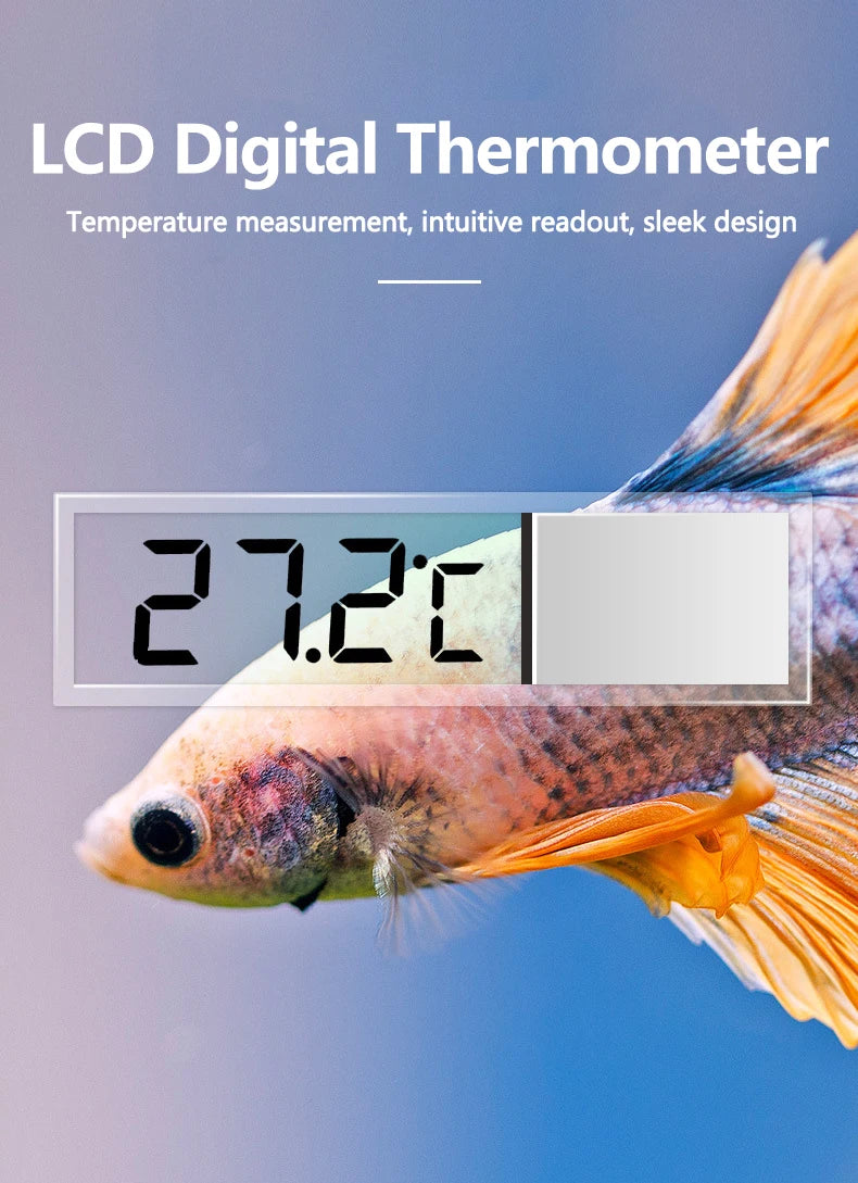 Digital LED Aquarium Thermometer – External Stick-On Fish Tank Temperature Gauge (Silver/Gold)