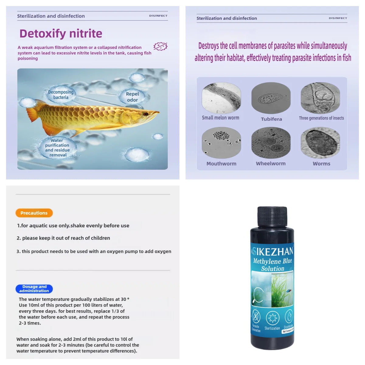 Aquarium Siphon Water Changer + Methylene Blue Treatment Kit | Mini Tank Cleaner & Fish Disease Support