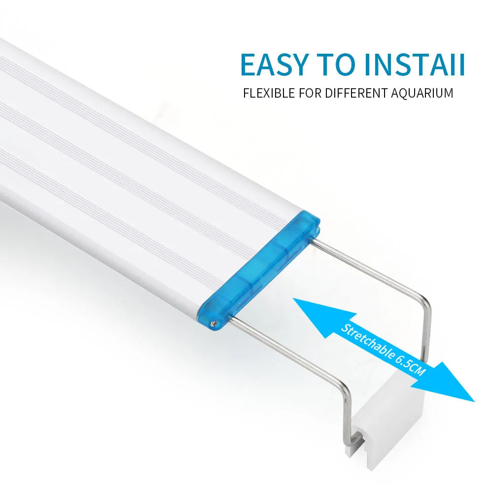 Ultra-Thin LED Aquarium Light – Expandable Clip-On Plant Light (18–75CM Models, Full Spectrum, 220-240V)