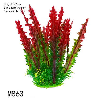 Artificial Underwater Aquarium Plant – Plastic Aquatic Shrub with Resin Base for Fish Tank Decoration