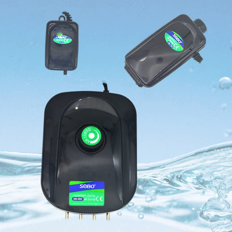 SOBO High-Power Aquarium Air Pump (220–240V) – Ultra Silent Adjustable Oxygen Pump | Single / Dual / Quad Outlet Models