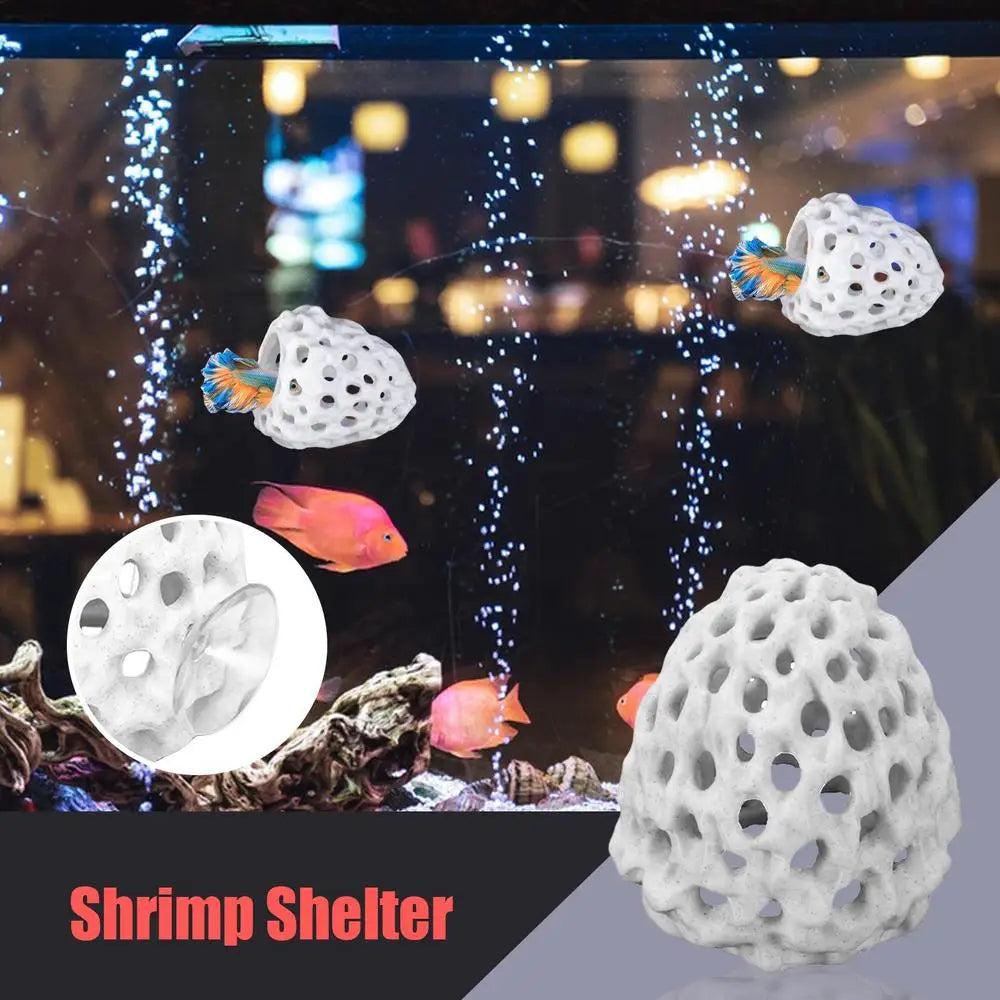 Mini Shrimp House Cave — Porous Betta Hideout, Fish Hiding Spot & Breeding Shelter for Aquariums