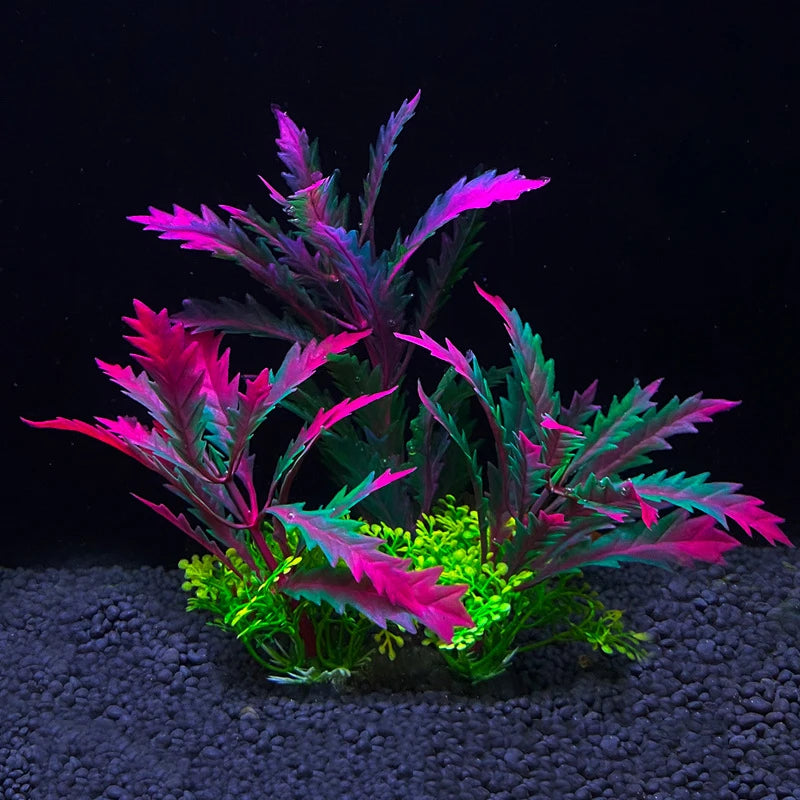Artificial Underwater Aquarium Plant – Plastic Aquatic Shrub with Resin Base for Fish Tank Decoration