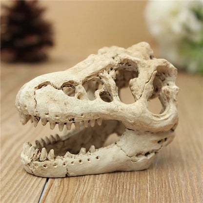 Resin Crocodile Skull Aquarium Decoration — Mini Dinosaur Fossil Ornament for Fish Tanks & Terrariums
