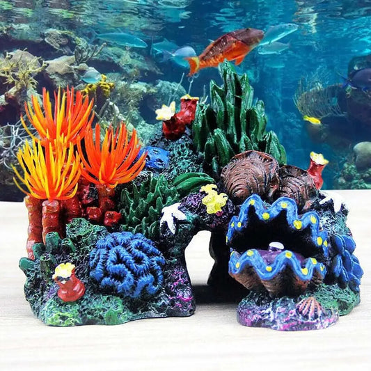 Coral Reef Resin Aquarium Ornament – Vibrant Reef Island Decor for Freshwater & Saltwater Tanks