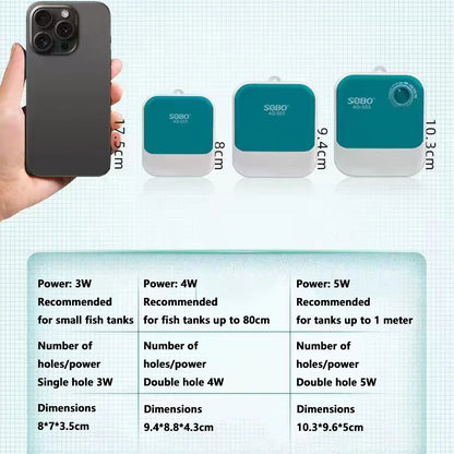 SOBO Silent Aquarium Oxygen Pump – 5W Adjustable Air Volume, High-Power Aerator for Fish Tanks, Deep-Water Oxygenation 220V