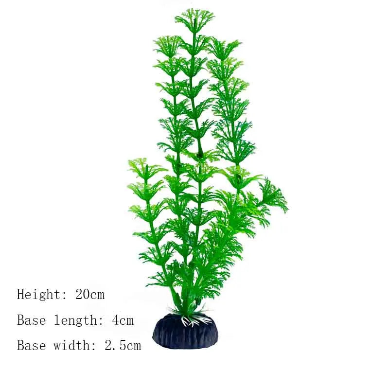 Artificial Underwater Aquarium Plant – Plastic Aquatic Shrub with Resin Base for Fish Tank Decoration