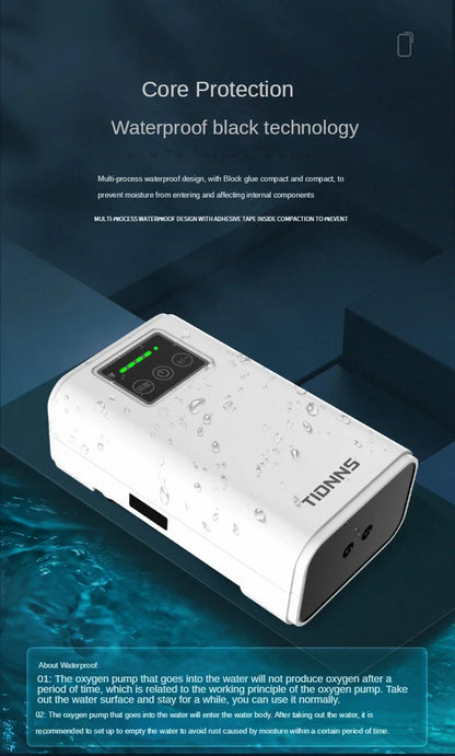 Rechargeable Aquarium Air Pump 6000mAh – Portable Oxygen Booster with AC/DC Auto-Switch & 185h Backup