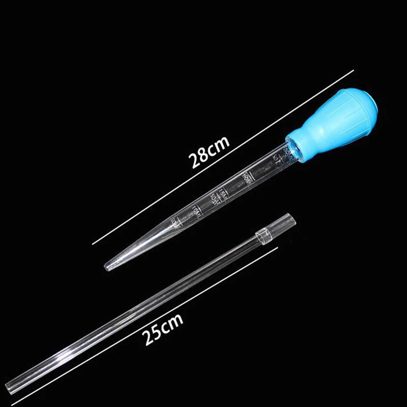 Lengthened Aquarium Pipette Siphon — Silicone & ABS Water Changer, Waste Remover, Liquid Measuring Tool for Fish Tanks