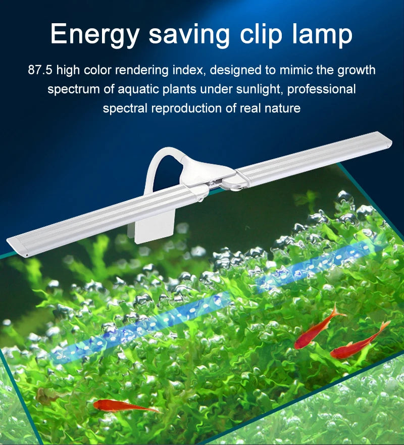 Super Bright Clip-On LED Aquarium Light — Full Spectrum Plant Grow Lamp with 5730 LEDs | 4W / 8W / 13W | 220–240V