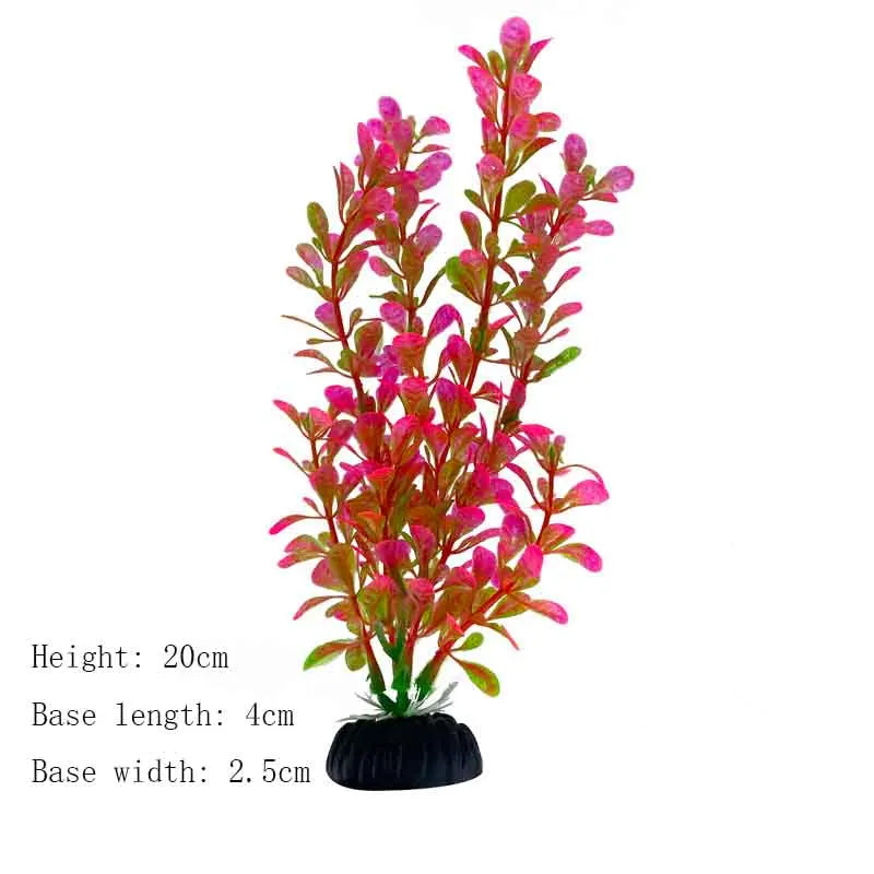 Artificial Underwater Aquarium Plant – Plastic Aquatic Shrub with Resin Base for Fish Tank Decoration