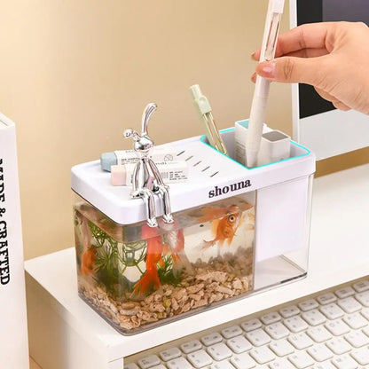 Small Tabletop Fish Tank with Cover