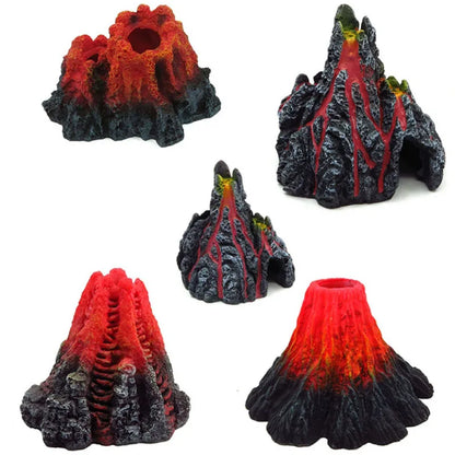 Resin Volcano Aquarium Ornament with Air Stone Chamber – Bubble Effect Decoration for Fish Tanks