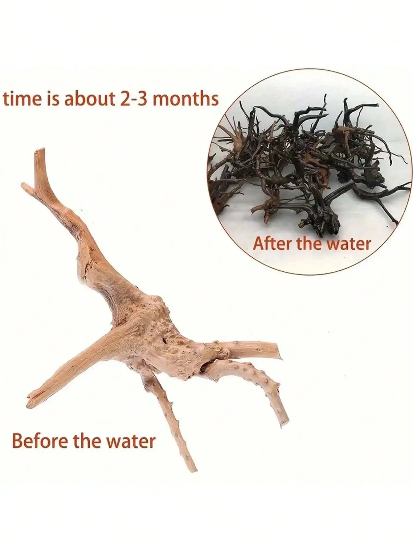 5–10cm Natural Driftwood Tree Trunk – Aquarium Decoration Sunken Wood Landscaping Ornament for Fish Tanks (Random Shape)
