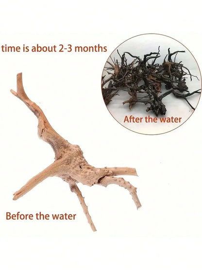 5–10cm Natural Driftwood Tree Trunk – Aquarium Decoration Sunken Wood Landscaping Ornament for Fish Tanks (Random Shape)