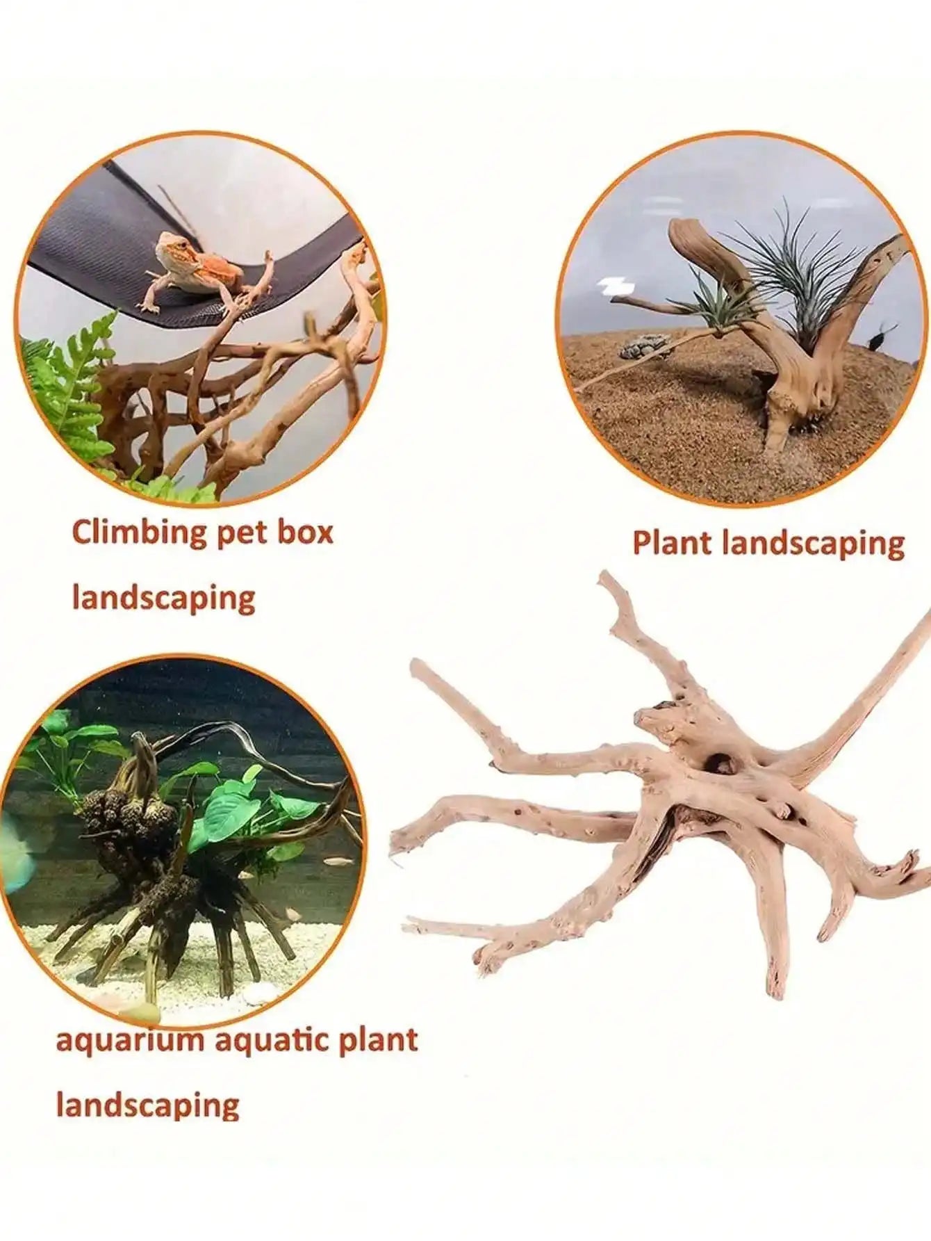 5–10cm Natural Driftwood Tree Trunk – Aquarium Decoration Sunken Wood Landscaping Ornament for Fish Tanks (Random Shape)