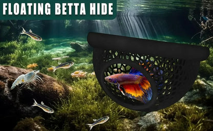 Floating Betta Cave & Shrimp Hideout – 3-in-1 Hammock, Feeding Ring & Resting Spot for Small Aquatic Pets