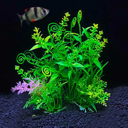 Artificial Underwater Aquarium Plant – Plastic Aquatic Shrub with Resin Base for Fish Tank Decoration