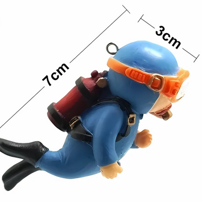 Cute Floating Diver Figure Aquarium Decoration Cartoon PVC Fish Tank Ornament with Rope for Fun Underwater Display