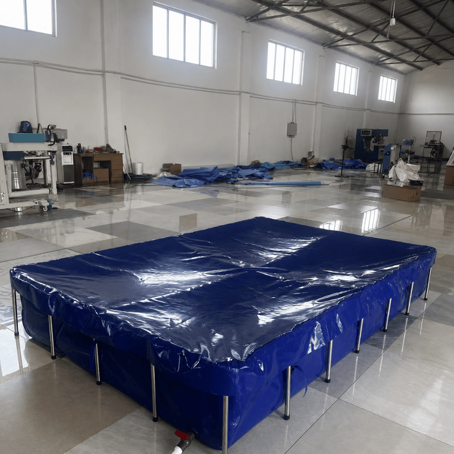 Rectangular Galvanized Frame Black or Blue Fish Farming Tanks