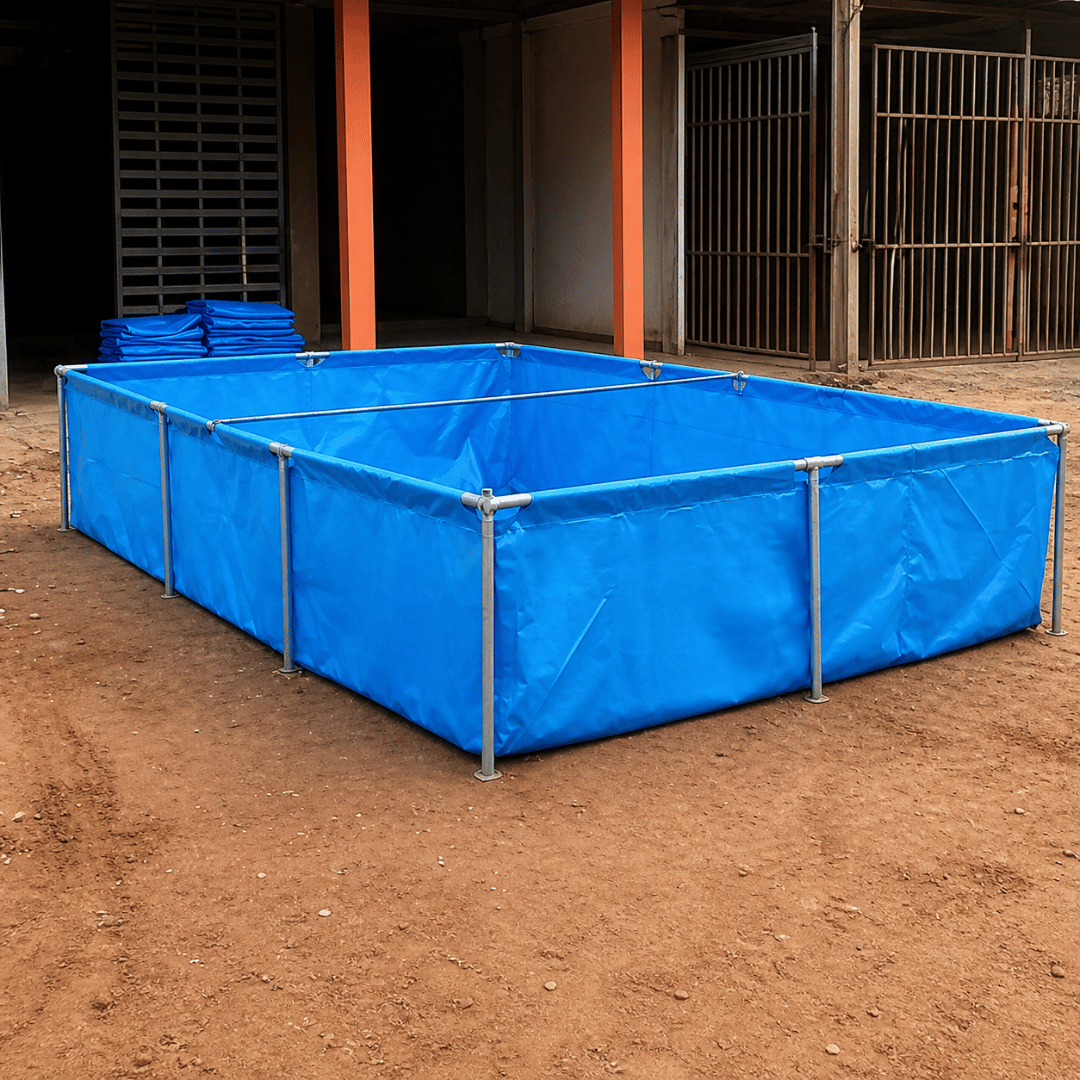 Rectangular Galvanized Frame Black or Blue Fish Farming Tanks